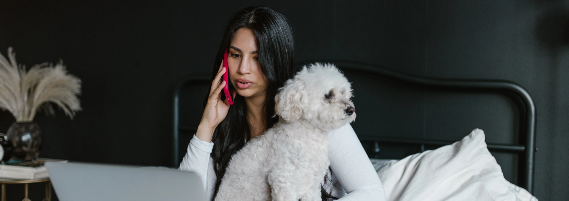 Lady on the phone.